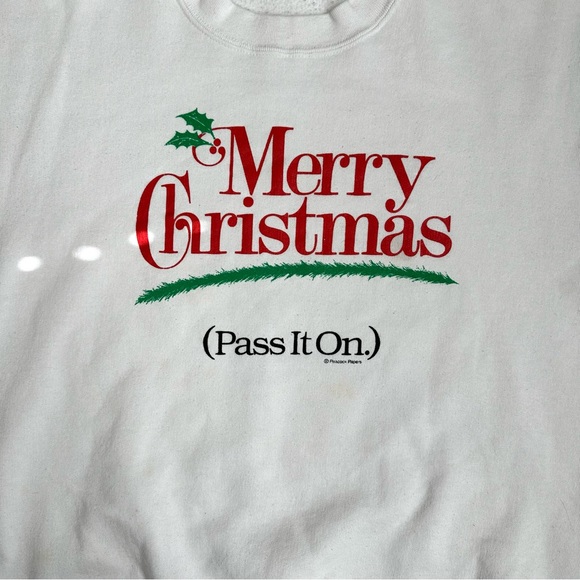 Vintage Merry Christmas Pass It On Ugly Sweater Sweatshirt L - Picture 3 of 8